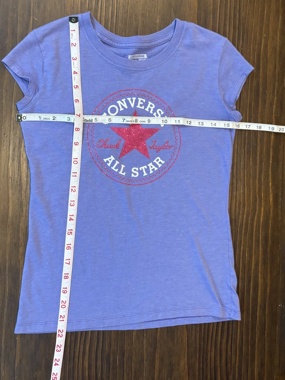 Converse Girls Lavender Short Sleeve All Star Size Large